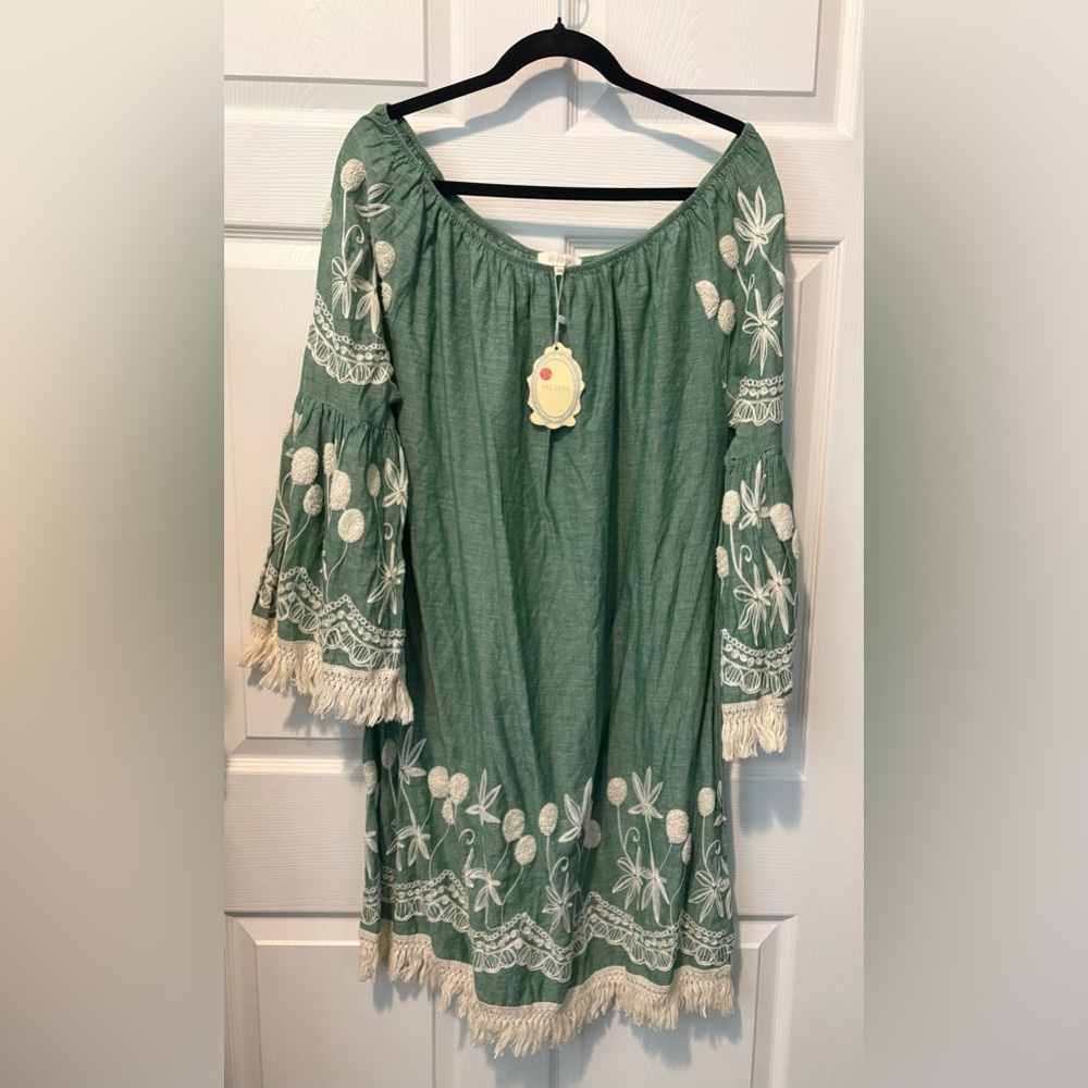 Velzera Green Off-Shoulder Dress